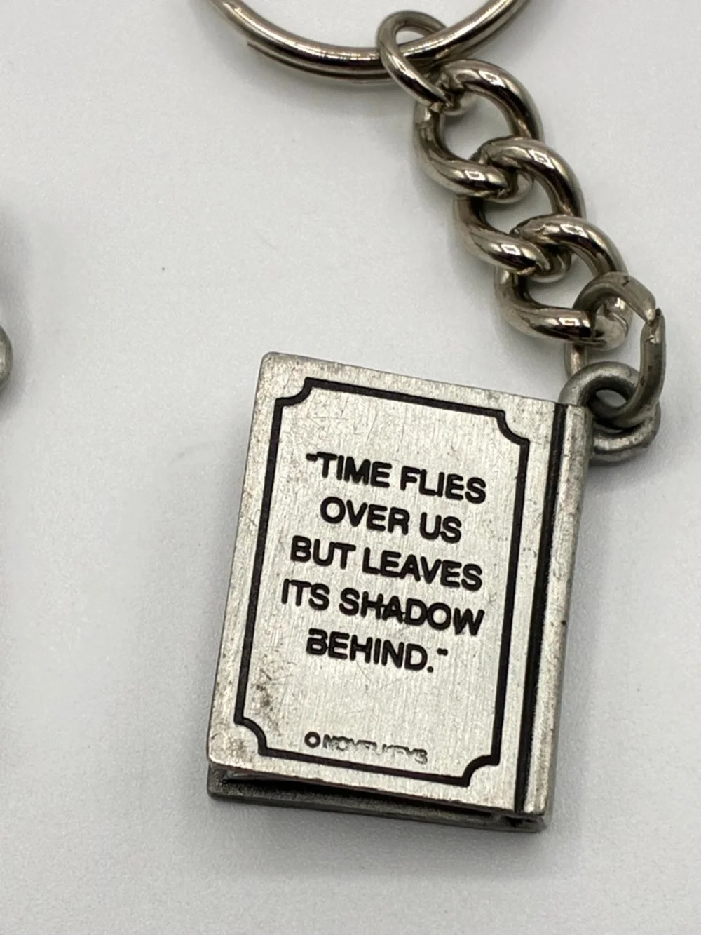 Novelkeys Pewter Book Keychains Set of 2 Vintage Literary Quote Charms USA